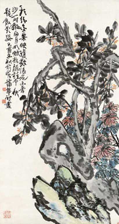 蒲华 1909年作 秋英 立轴